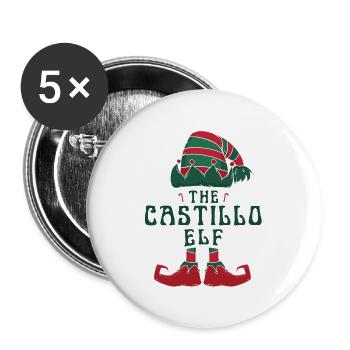 Der Castillo Elf Pyjama für lustige Weihnachten - Buttons groß 56 mm (5er Pack) - Weiß - Vorne