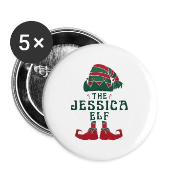 Der Jessica Elf Pyjama für lustige Weihnachten - Buttons groß 56 mm (5er Pack) - Weiß - Vorne