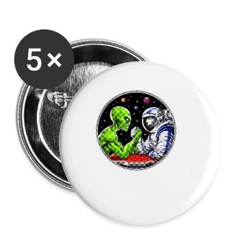 Außerirdischer Astronaut Armdrücken - Buttons groß 56 mm (5er Pack) - Weiß - Vorne