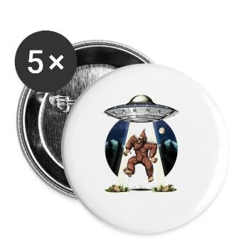 Bigfoot Alien Abduction - Buttons large 2.2''/56 mm (5-pack) - white - Front