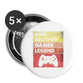 Gaming-Geschenke für Teenager Jungen 8-16 Jahre alt - Buttons groß 56 mm (5er Pack) - Weiß - Vorne