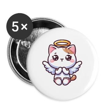 Angel Cat Anime Angel Kitten - Buttons large 2.2''/56 mm (5-pack) - white - Front