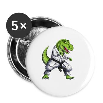 Karaté Dinosaure T-Rex - Lot de 5 grands badges (56 mm) - blanc - Devant