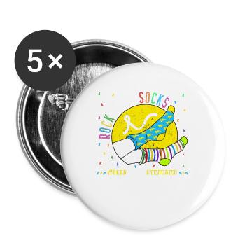 Men Women Kid Down Syndrome Awareness Shirt, Rock - Buttons large 2.2''/56 mm (5-pack) - white - Front