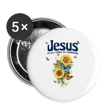Jésus Ce n’est pas de la religion, c’est une relation - Lot de 5 grands badges (56 mm) - blanc - Devant