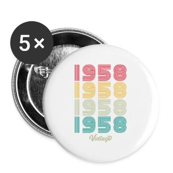 66 Jahre alter Jahrgang 1958 Limitierte Auflage 66. - Buttons groß 56 mm (5er Pack) - Weiß - Vorne