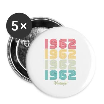 62 ans vintage 1962 édition limitée 62ème - Lot de 5 grands badges (56 mm) - blanc - Devant