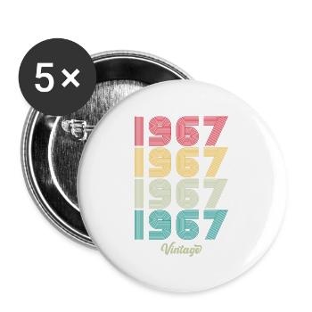 57 Jahre alter Jahrgang 1967 Limitierte Auflage 57. - Buttons groß 56 mm (5er Pack) - Weiß - Vorne