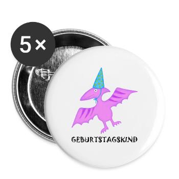 Birthday Boy Pteranodon Pterosaur Dinosaur - Buttons large 2.2''/56 mm (5-pack) - white - Front