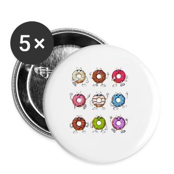 Lustige Donuts - Buttons groß 56 mm (5er Pack) - Weiß - Vorne