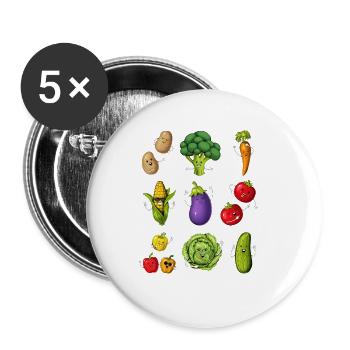 Drôles de légumes - Lot de 5 grands badges (56 mm) - blanc - Devant