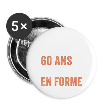 Geschenk zum 60. Geburtstag Fahrrad - Buttons groß 56 mm (5er Pack) - Weiß - Vorne