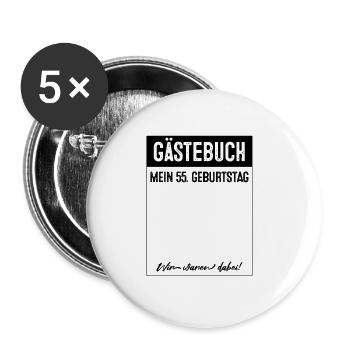 Gästebuch 55 Jahre alt 55. Geburtstag - Buttons groß 56 mm (5er Pack) - Weiß - Vorne