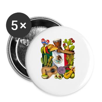 Mexikanisches Erbe - Buttons groß 56 mm (5er Pack) - Weiß - Vorne