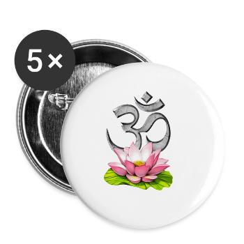 Lotusblume Om Symbol - Buttons groß 56 mm (5er Pack) - Weiß - Vorne