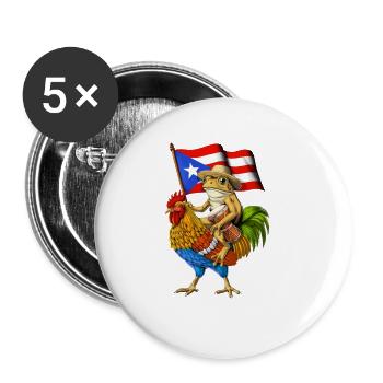 Puerto-ricanischer Coqui-Frosch-reitender Hahn - Buttons groß 56 mm (5er Pack) - Weiß - Vorne