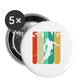 Awesome 70er Jahre Vintage Retro Skifahren Geschenke für Skifahrer - Buttons groß 56 mm (5er Pack) - Weiß - Vorne