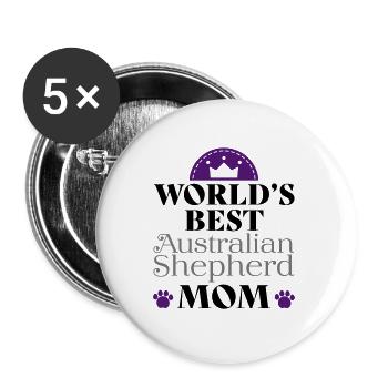 Australian Shepherd - Buttons large 2.2''/56 mm (5-pack) - white - Front
