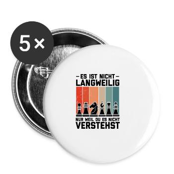 Schach - Buttons groß 56 mm (5er Pack) - Weiß - Vorne