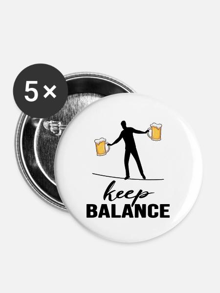 slackline und bier keep balance - Buttons groß 56 mm (5er Pack) - Weiß