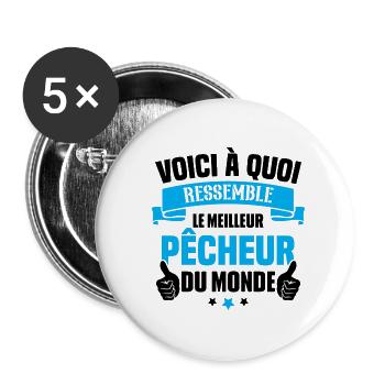 Voici à quoi ressemble meilleur pêcheur du monde - Lot de 5 grands badges (56 mm) - blanc - Devant