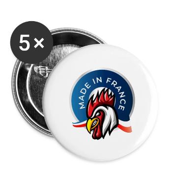 MADE IN FRANCE - Lot de 5 grands badges (56 mm) - blanc - Devant