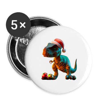 Noël Trex Dino Noël T-Rex - Lot de 5 grands badges (56 mm) - blanc - Devant