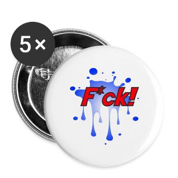 Fuck/F*ck - Buttons groß 56 mm (5er Pack) - Weiß - Vorne