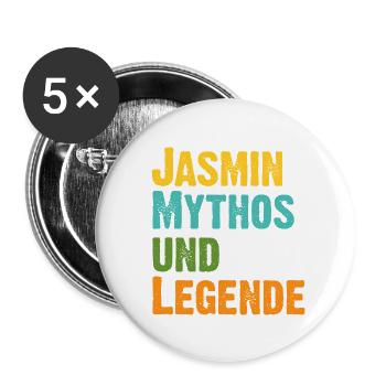Mythos Jasmin die Legende Vorname Jasmin - Buttons groß 56 mm (5er Pack) - Weiß - Vorne