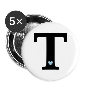 Letter T Initial Letter - Buttons large 2.2''/56 mm (5-pack) - white - Front