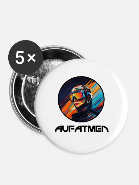 Aufatmen - Skidesign - Buttons groß 56 mm (5er Pack) - Weiß