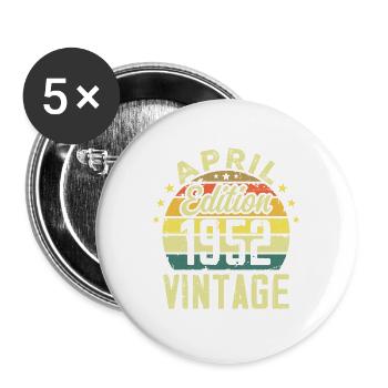 Millésime Avril 1952 - Cadeau Anniversaire 1952 - Lot de 5 grands badges (56 mm) - blanc - Devant