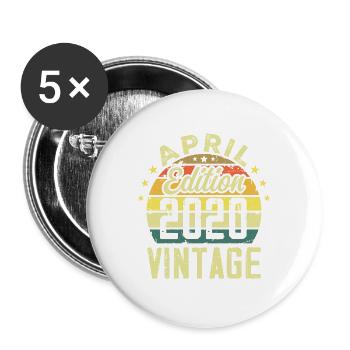 Millésime Avril 2020 - Cadeau Anniversaire 2020 - Lot de 5 grands badges (56 mm) - blanc - Devant