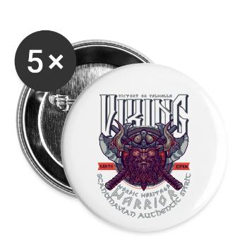 VIKING, VICTORY OR VALHALLA! - Buttons groß 56 mm (5er Pack) - Weiß - Vorne