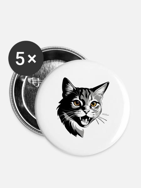 Cute Cat - Pet Cat Design - Buttons groß 56 mm (5er Pack) - Weiß