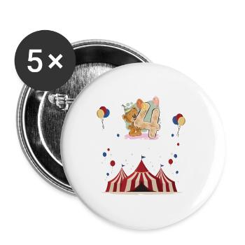 4. Geburtstag Kindergeburtstag Geschenk Birthday - Buttons groß 56 mm (5er Pack) - Weiß - Vorne