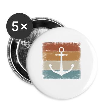 Anker Maritim Meer Seefahrt - Buttons groß 56 mm (5er Pack) - Weiß - Vorne