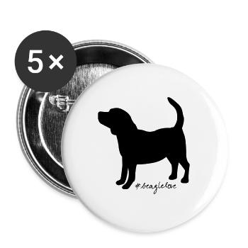 amour beagle - Lot de 5 grands badges (56 mm) - blanc - Devant