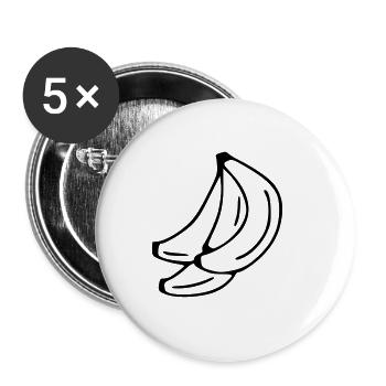 Banana Emoji Fruit Sticker Sketch black - Buttons large 2.2''/56 mm (5-pack) - white - Front