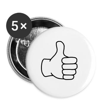 Emoji Daumen hoch Skizze schwarz - Buttons groß 56 mm (5er Pack) - Weiß - Vorne
