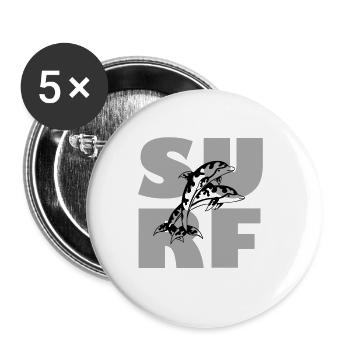 SURF Delfine - Buttons groß 56 mm (5er Pack) - Weiß - Vorne