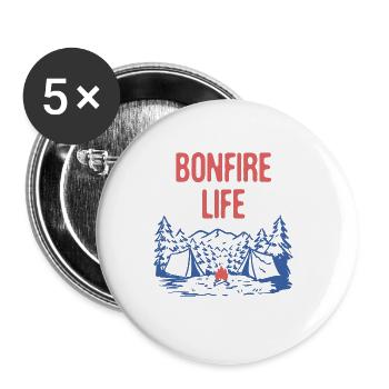 Bonfire Life Camping Faune Camping en plein air - Lot de 5 grands badges (56 mm) - blanc - Devant