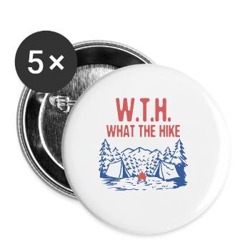 WTH What The Hike Mountain Hiking Summit Hiker - Buttons groß 56 mm (5er Pack) - Weiß - Vorne