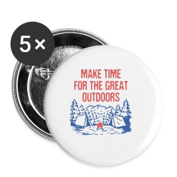 Make Time for Outdoors Camping Hiking Camper - Buttons groß 56 mm (5er Pack) - Weiß - Vorne