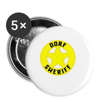 Farben änderbar | Dorf Sheriff - Buttons groß 56 mm (5er Pack) - Weiß - Vorne