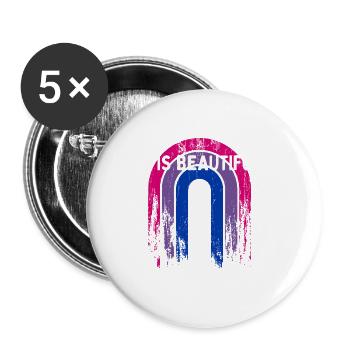 Bi Is Beautiful Bisexual Motivational Quote Bi - Buttons groß 56 mm (5er Pack) - Weiß - Vorne