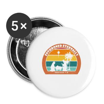 Christmas Nativity with Jesus - Enthroned Eternall - Buttons large 2.2''/56 mm (5-pack) - white - Front