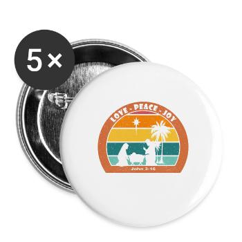 Christmas Nativity with Jesus - Love - Peace - Joy - Buttons large 2.2''/56 mm (5-pack) - white - Front