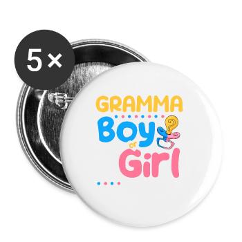 Pink or Blue Gramma Loves You Best Grandma Ever - Buttons large 2.2''/56 mm (5-pack) - white - Front