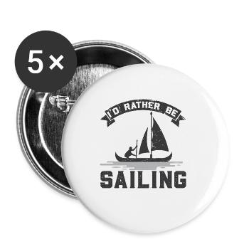Segeln & Geschenk Für Kapitäne & Segler - Buttons groß 56 mm (5er Pack) - Weiß - Vorne